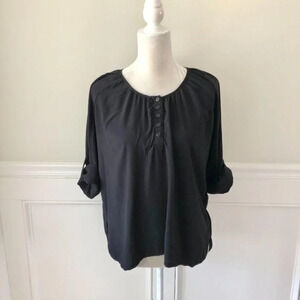 Cotton On Tab Sleeve Black Blouse XS